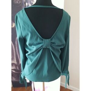 DREW Women's Bria Scoop Neck Forest Green Long Sleeve w/ Tie Hem Blouse NWT YJ01